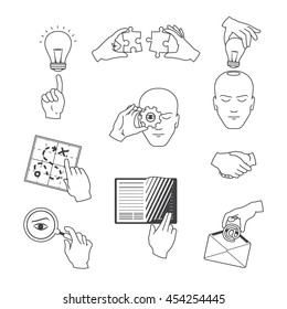 Set of vector business icons in sketch style