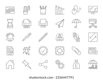 Set vector business line icons in flat design with elements for mobile concepts and apps. Icons for business, management, finance, strategy, marketing. Collection logo and pictogram. Editable Stroke