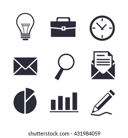 Set of vector business and office icons. Isolated elements.