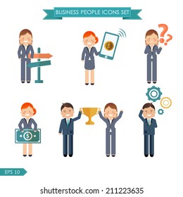 Set of vector business people flat icons for your design
