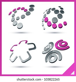 Set von Vektorgrafik-Business rosa 3D-Zeichen.