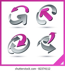 Set of vector business pink 3d signs.
