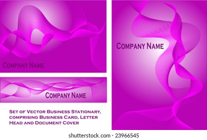 A set of vector business stationary comprising letterhead, document cover and business card