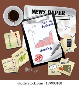 Set up vector business working icons.