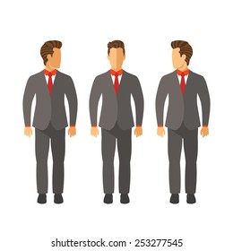 Set of vector businessmen in suits in flat style