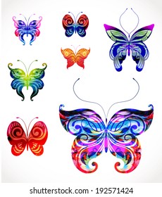 Set of vector butterflies. EPS10