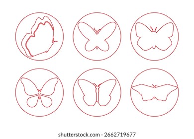 Conjunto de mariposas de Vector aisladas sobre fondo blanco. colección de conjunto de iconos de mariposa.
