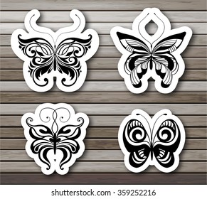 Set of vector butterflies stickers. EPS10.