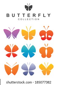 Set of vector butterfly icons