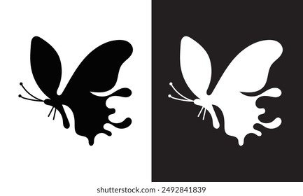 Set of vector butterfly icons . Butterfly silhouettes collection . Exotic flying butterflies logo side view. Vector illustration. EPS 10