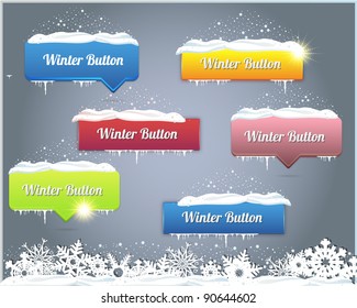 Set of Vector Button - Winter Web Elements