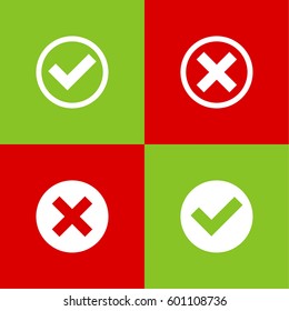 Set of vector buttons with check marks, checkbox. 