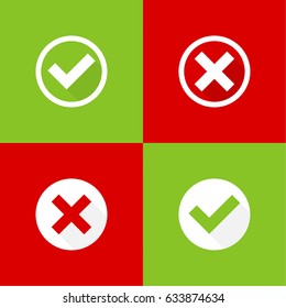 Set of vector buttons with check marks, checkbox. 
