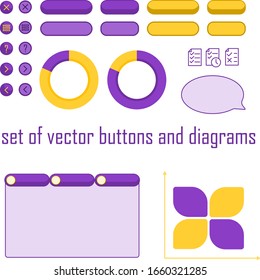 Set of vector buttons and diagrams for presentation or websites. Two button modes - normal and pressed. 100% vector