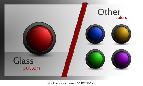 Set of vector buttons of different colors for web design. Ready buttons for the design of the interface software, app and games.