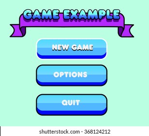 Set of vector buttons for the menu of the mobile game