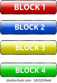 Set of vector buttons with metallic borders.