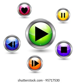 Set of vector buttons for music/video player