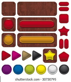 Set of vector buttons on rusty background