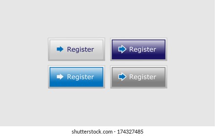 Set of vector buttons - Register - in four variations