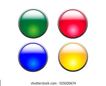 Set of vector buttons for website.Icons green,red,blue,yellow.