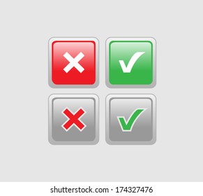 Set of vector buttons - Yes or No - in two variations