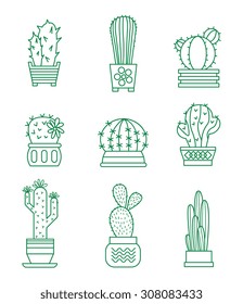 Set Vector Cactus Icons On White Stock Vector (Royalty Free) 308083433 ...