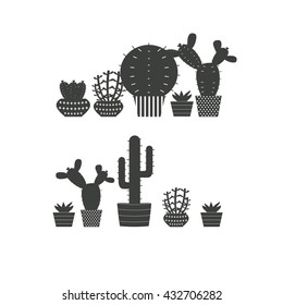 Set of vector cactus icons , on white background Vector illustration