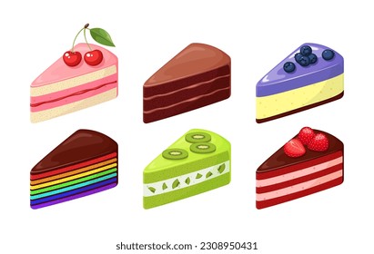 Set of vector cakes isolated on white background