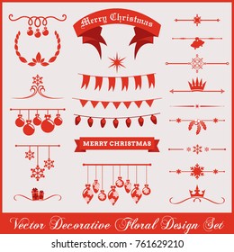 A set of vector calligraphic decorative ornament design element new year and christmas.