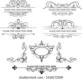 Set of vector calligraphic design elements and page decoration.  These elements will look great on wedding invitations, luxury related prints or vintage style projects.