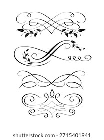 Satz von kalligraphischen Vektorelementen und Seitendekorationen