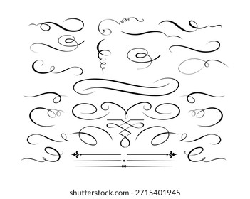 Satz von kalligraphischen Vektorelementen und Seitendekorationen