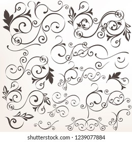 Set of vector calligraphic flourishes for design