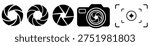Set vector camera and lens icons, aperture illustrations, Camera Focus Icon design