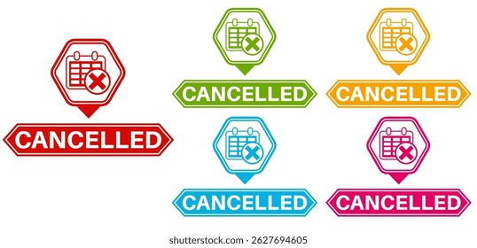 ilustração de design de modelo de rótulo de banner de sinal de ícone cancelado de vetor
