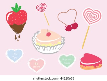 Set of vector candy related to valentine's day.