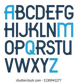 Set of vector capital alphabet letters made with white lines, can be used for logo creation in public relations business 