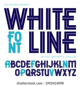 Set of vector capital alphabet letters made with white lines, can be used for logo creation in public relations business 