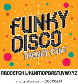 Set of vector capital funky alphabet letters isolated, can be used for logo creation in entertainment business.