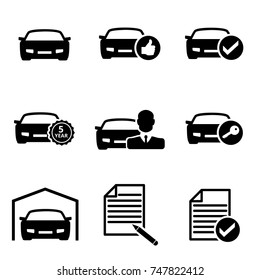 Set of vector car icons for buying car on a white isolated background