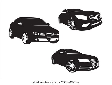 a set of vector car models. Top-down (Mercedes S 63, Audi A 7, Alfa romeo 159).