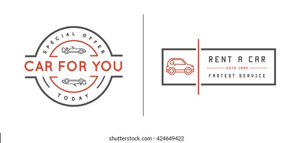 Set of Vector Car Rental Service Elements can be used as Logo or Icon in premium quality