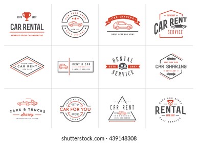 Set of Vector Car Rental Service Elements can be used as Logo or Icon in premium quality