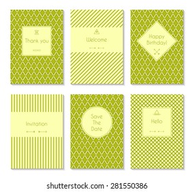 Set of vector card templates or brochures. May be used for birthday, wedding, invitations.