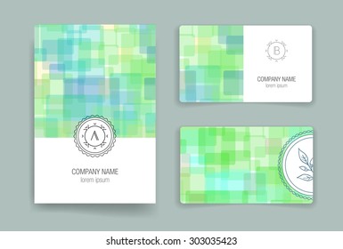 Set of vector card templates. Business card. Invitation. Modern Hipster Style for Invitation, Business Contemporary Design. Elements for Placards, Flyer. Card, for invitation or announcement