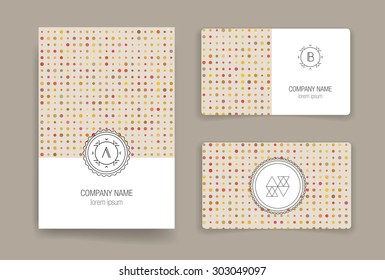 Set of vector card templates. Business card. Invitation. Modern Hipster Style for Invitation, Business Contemporary Design. Elements for Placards, Flyer. Card, for invitation or announcement