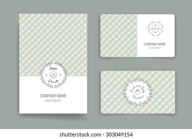 Set of vector card templates. Business card. Invitation. Modern Hipster Style for Invitation, Business Contemporary Design. Elements for Placards, Flyer. Card, for invitation or announcement