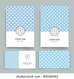 Set of vector card templates. Business card. Invitation. Modern Hipster Style for Invitation, Business Contemporary Design. Elements for Placards, Flyer. Card, for invitation or announcement