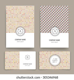 Set of vector card templates. Business card. Invitation. Modern Hipster Style for Invitation, Business Contemporary Design. Elements for Placards, Flyer. Card, for invitation or announcement